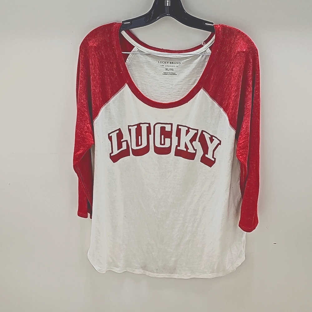 Womens- Lucky Brand "Lucky" T-Shirt with 3/4 Sleeves.